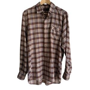 Vintage 90s Levi's Plaid Button Down Shirt Men's L - Brown Causal Grunge Western